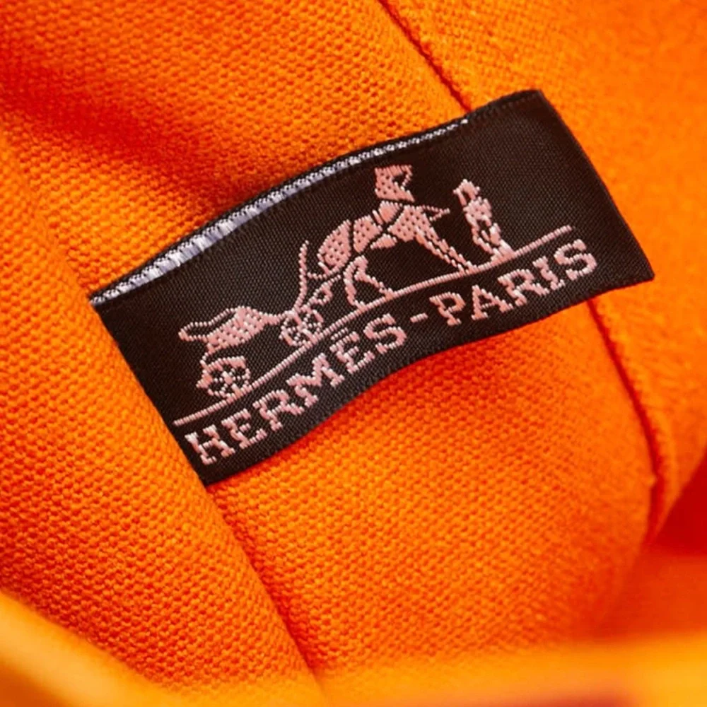 Hermes Tote MM French Festival 2002 Hawaii Limited Edition Bag Red Orange Canvas